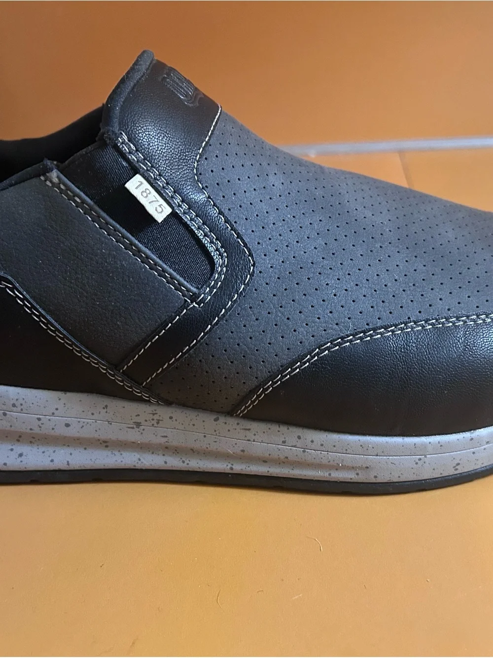 DREW Caleb Men's Slip-On Loafers, Gray & Black No hands diabetic, 10.5 6E